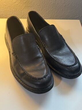 Born  Men's Black Leather Slip-On Loafers